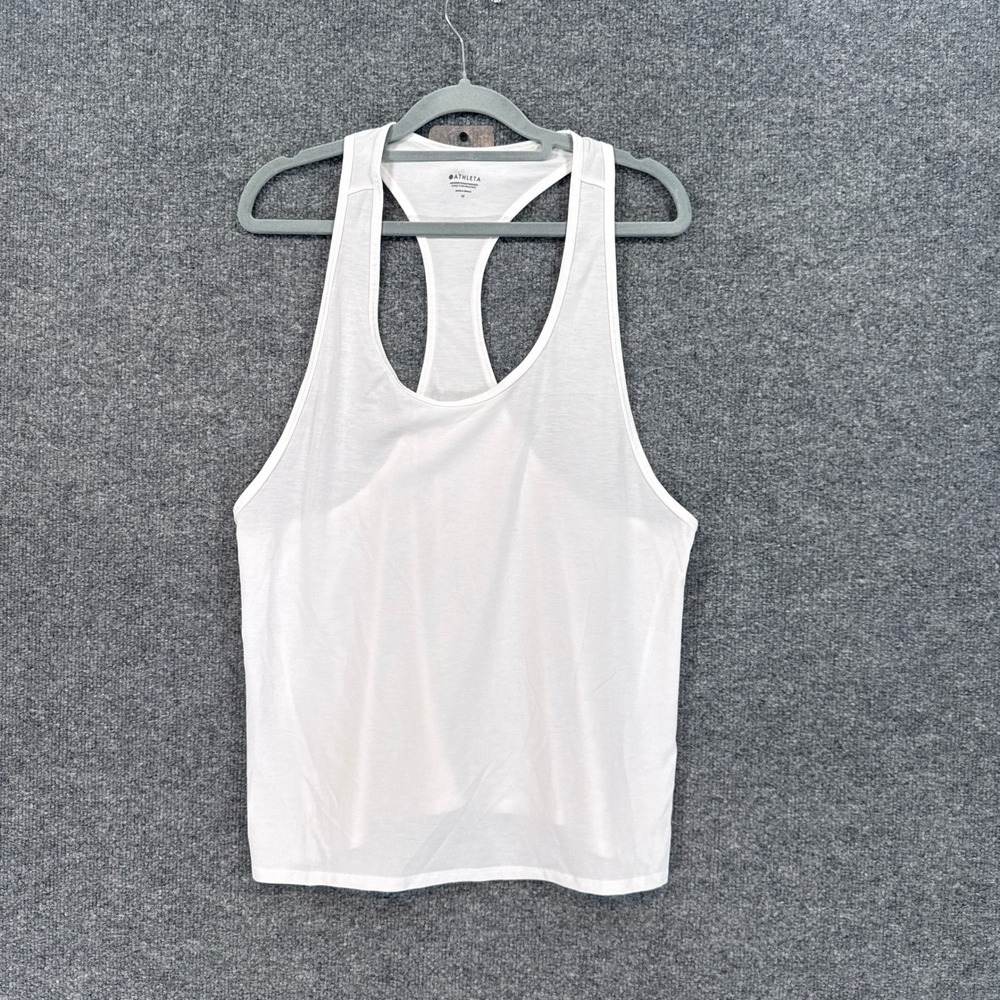 Athleta Tank Top Womens Medium White Racerback Yoga Gym Activewear Workout Basic
